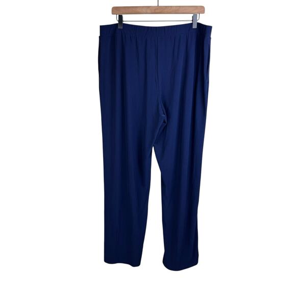 Dennis by Dennis Basso NWT L Navy Blue Stretch Button Accent Pants Pockets - Picture 2 of 9